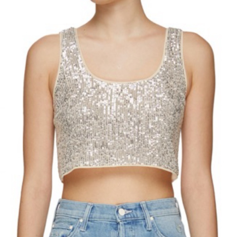 SELF-PORTRAIT Stretch Sequin Crop Top NWT